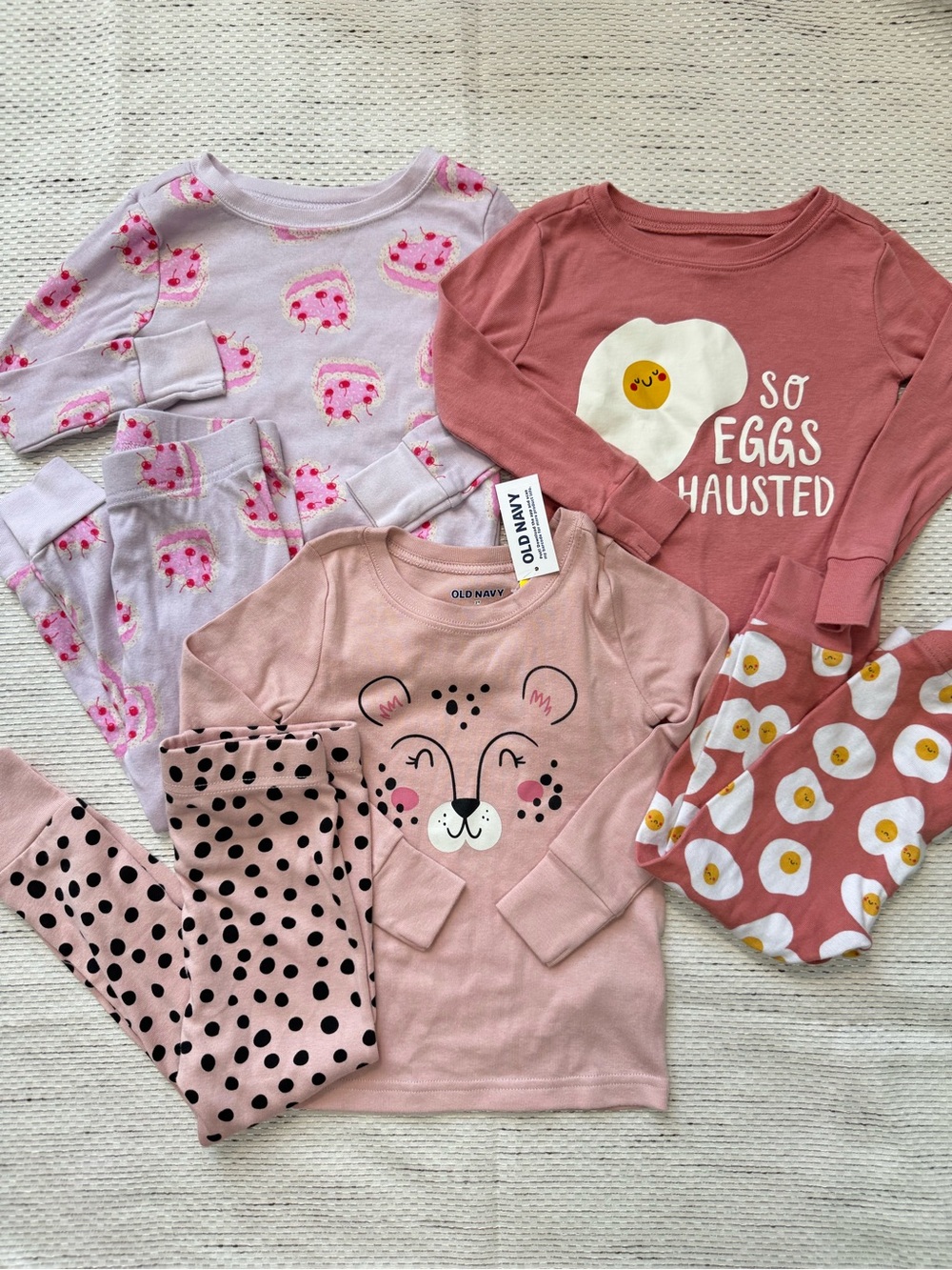 Old Navy Pajama Top & Bottom Sets of 3 Girl’s 2T Pink Lavender Fun Prints Sleep